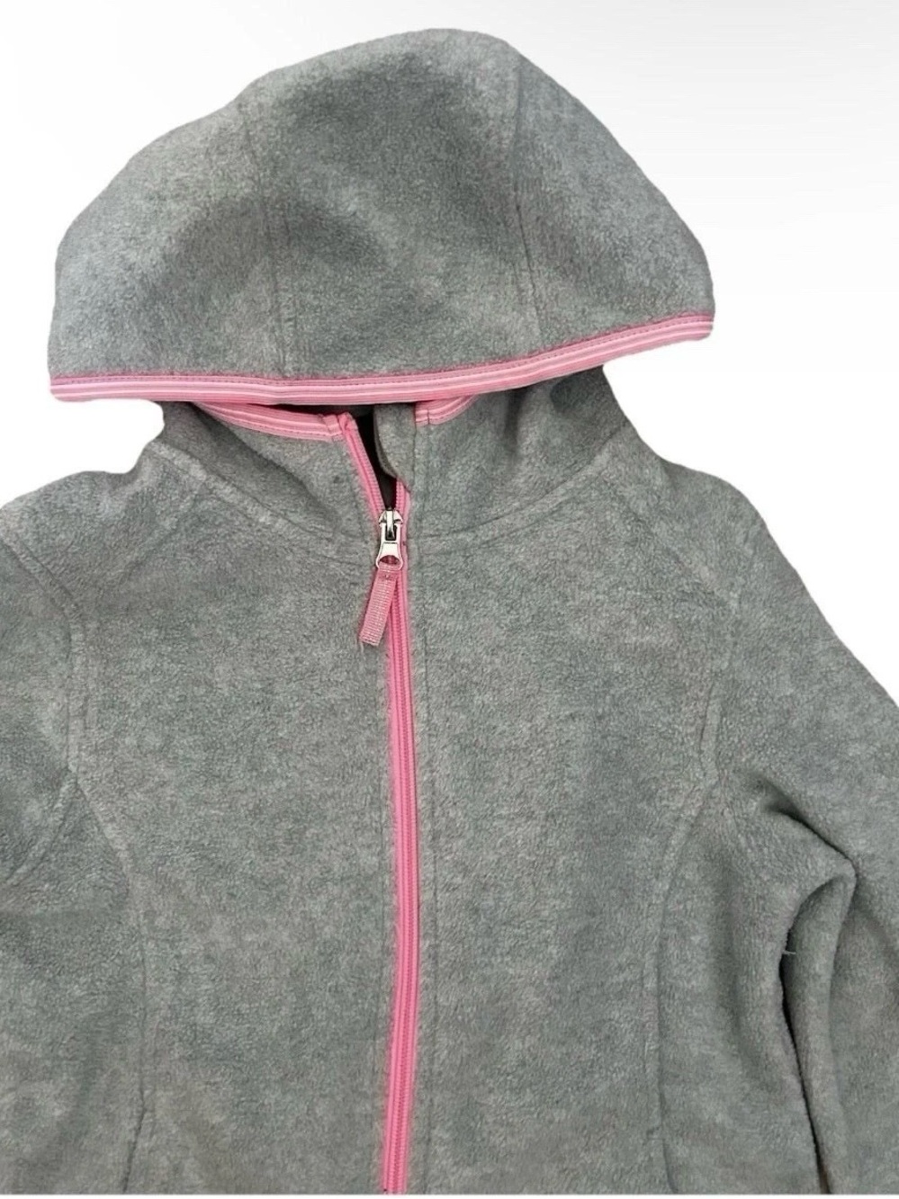 Zeroxposur Girls Grey Full Zip Hooded Fleece With Pink Zipper Size 7/8 - Picture 2 of 4